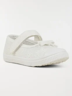 Ballerine brodée blanche fille (24-30)