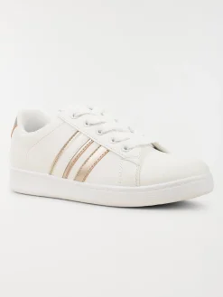 Basket blanche bande dorée femme (36-41)