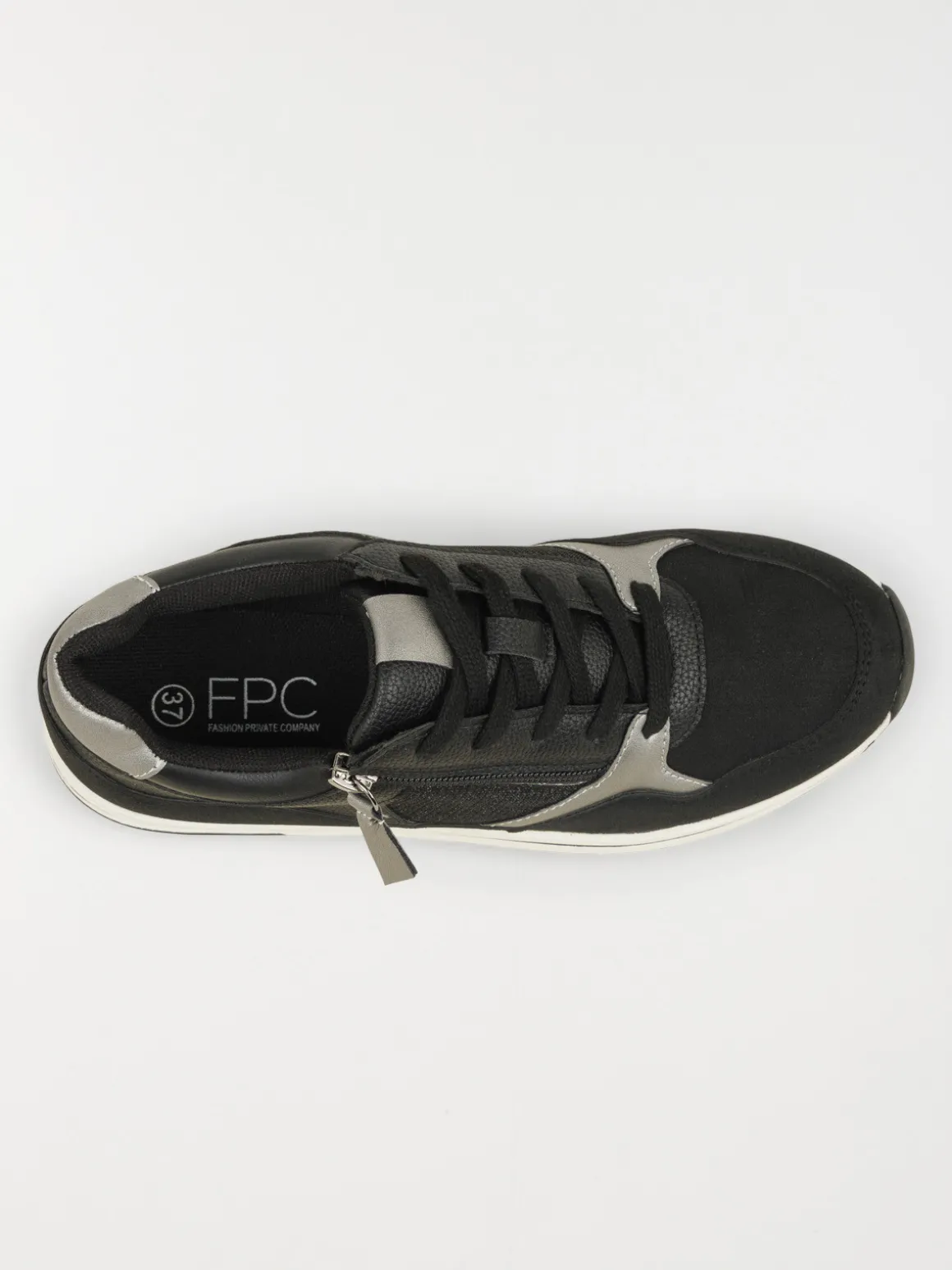Basket noire zip et lacet femme (36-41)