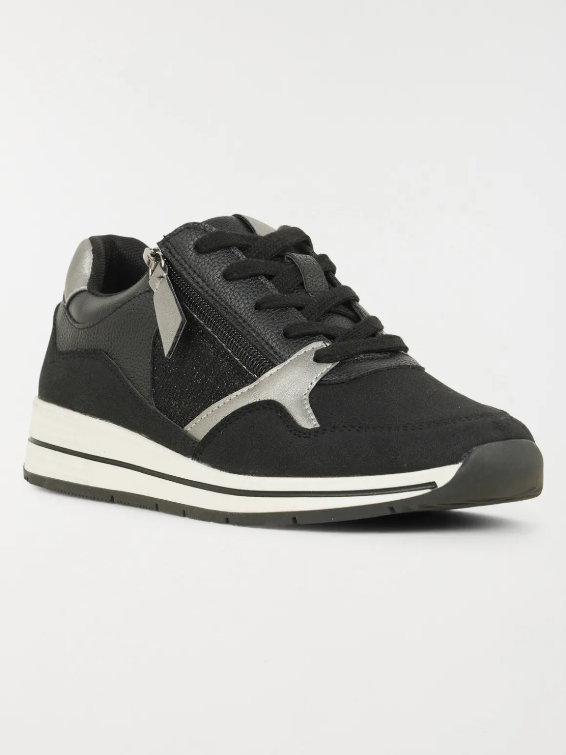 Basket noire zip et lacet femme (36-41)