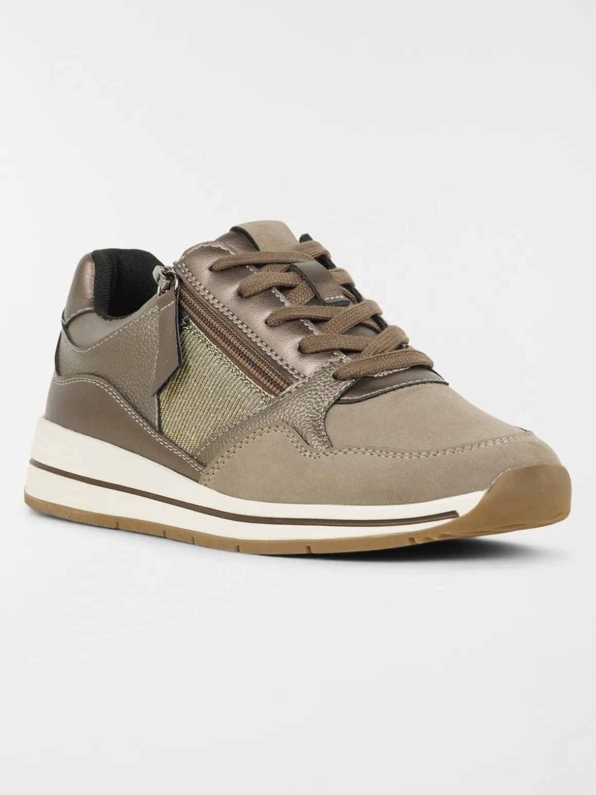 Basket taupe zip et lacet femme (36-41)