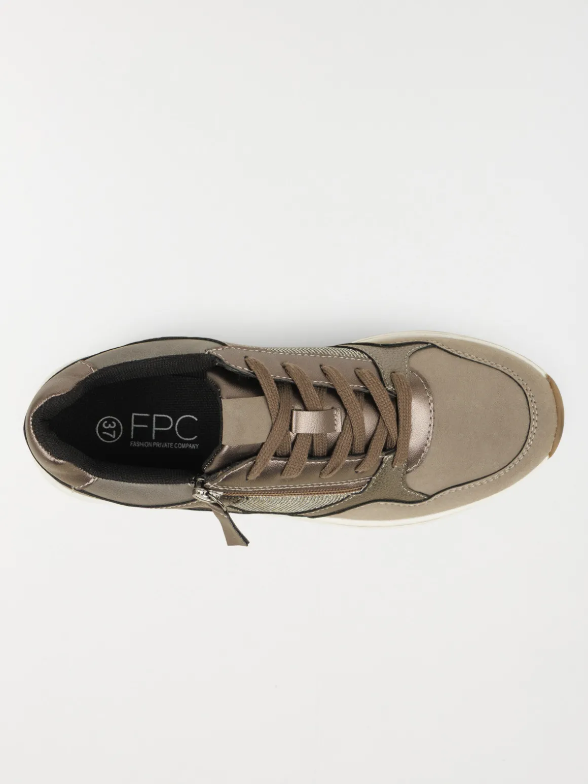 Basket taupe zip et lacet femme (36-41)