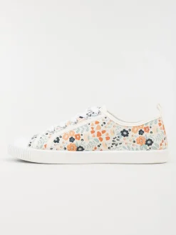Basket toile motif fleurie femme (36-41)
