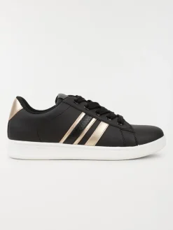 Baskets noires bande dorée femme (36-41)