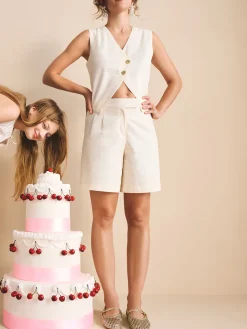 Bermuda cérémonie taille haute femme
