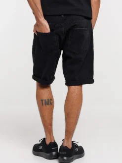 Bermuda en jean noir lavé homme
