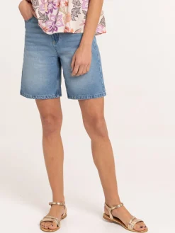 Bermuda jean double stone femme