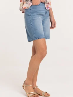 Bermuda jean double stone femme