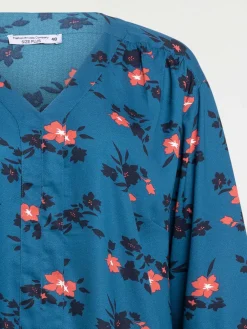 Blouse bleu paon grande taille femme