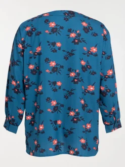 Blouse bleu paon grande taille femme