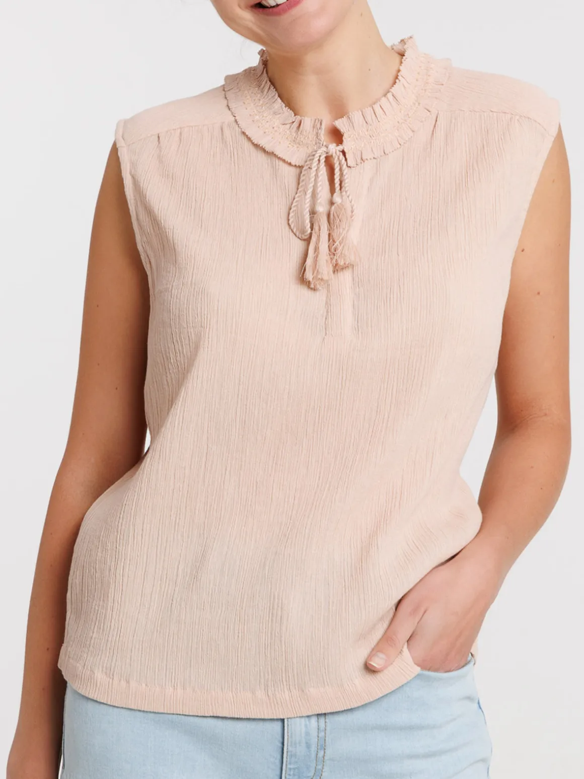 Blouse col smocké femme