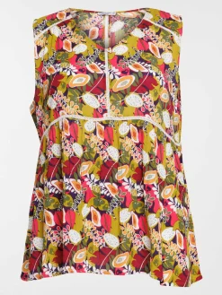 Blouse col V fleuri grande taille femme