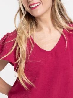 Blouse col V sangria femme