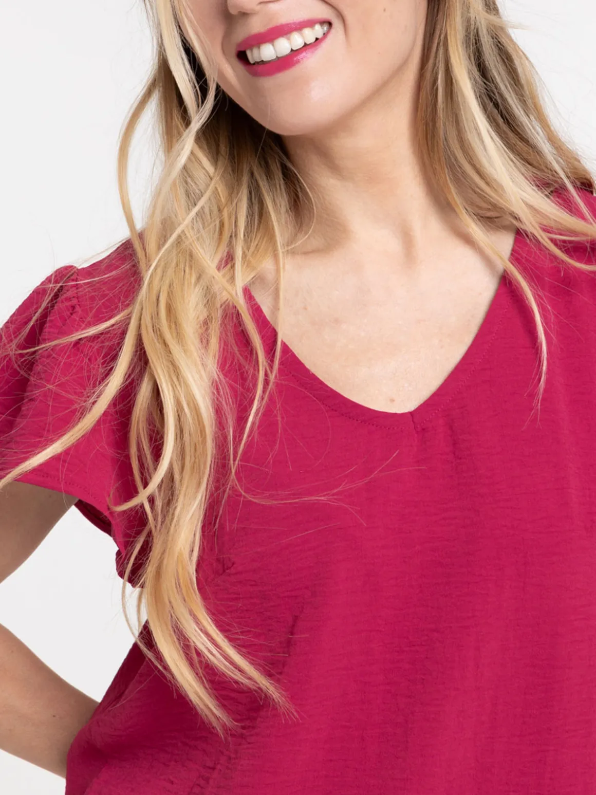 Blouse col V sangria femme