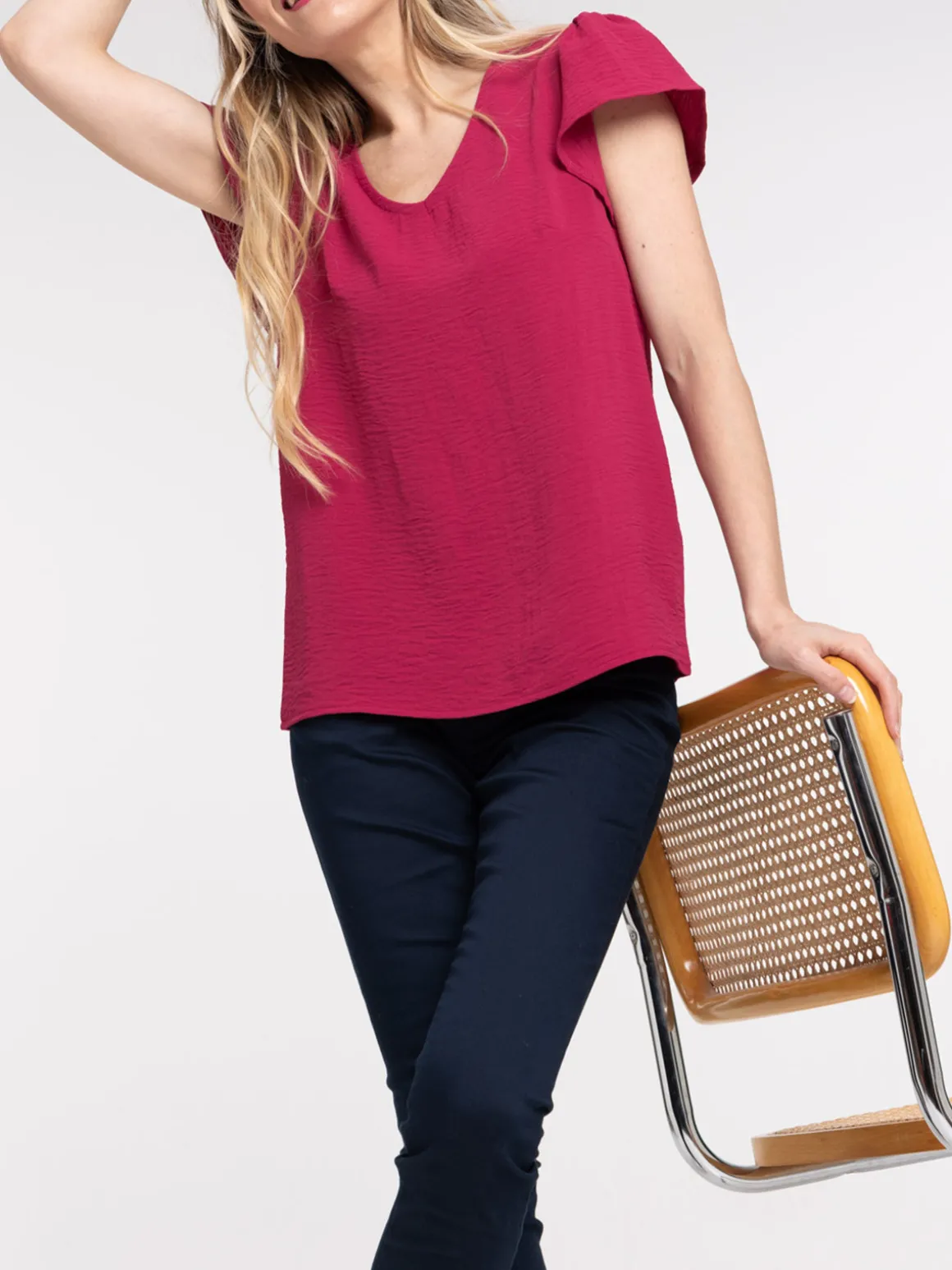 Blouse col V sangria femme