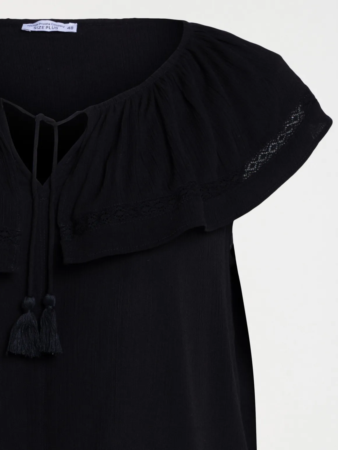 Blouse col volanté grande taille femme