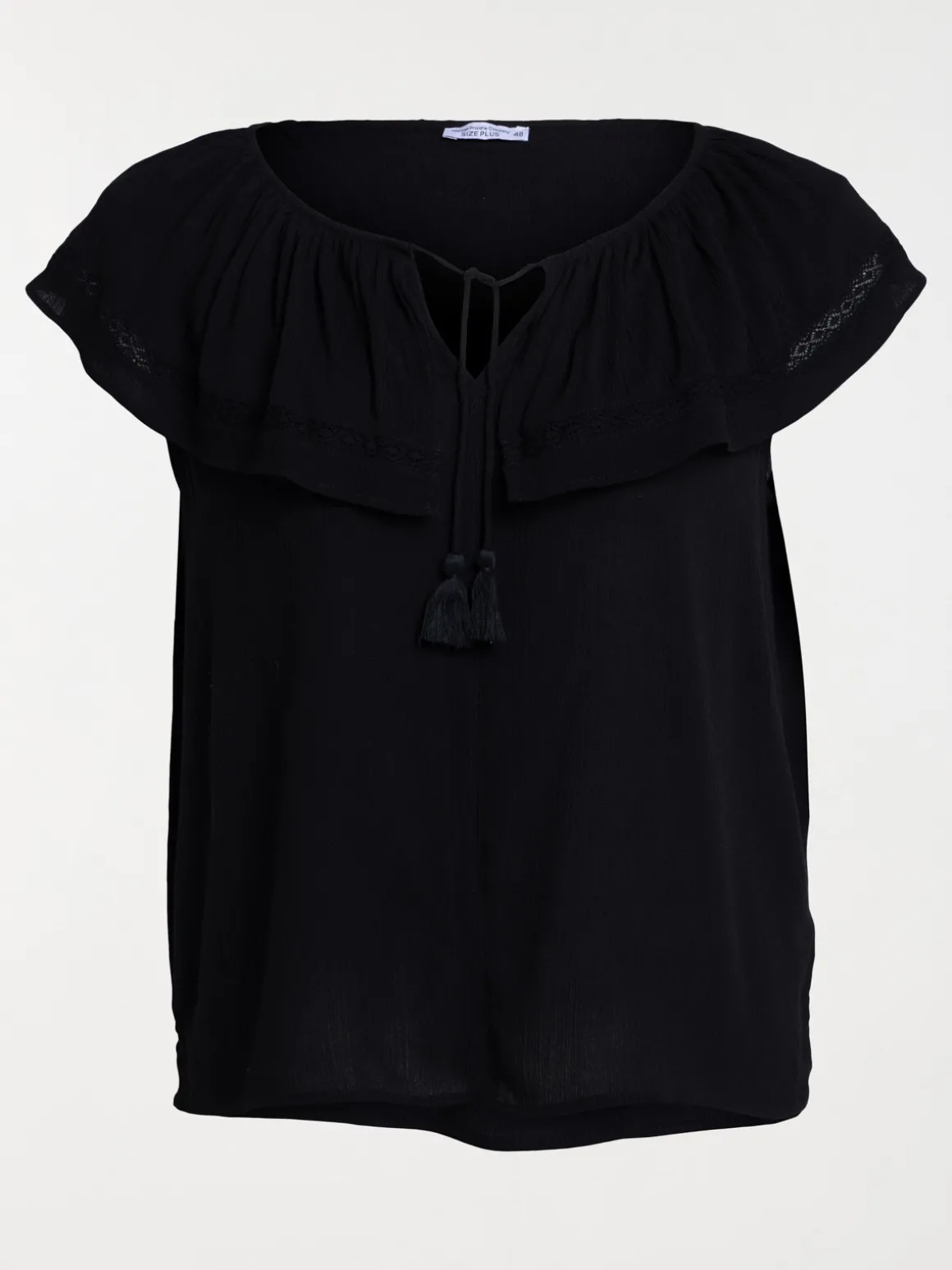 Blouse col volanté grande taille femme