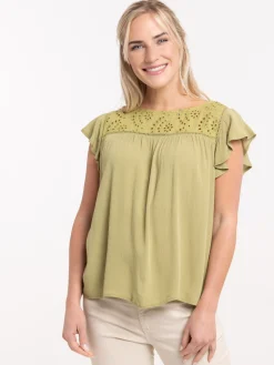Blouse guacamole broderie anglaise femme