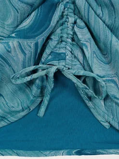 Blouse imprimée bleu paon fille (XXS-M)