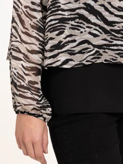 Blouse imprimée collier femme
