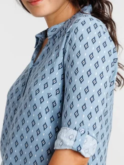 Blouse imprimée denim stone femme