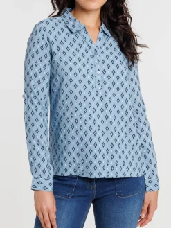 Blouse imprimée denim stone femme