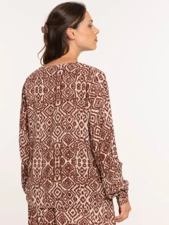 Blouse imprimée manches longues femme