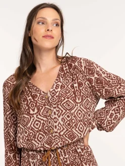 Blouse imprimée manches longues femme