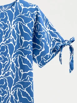 Blouse imprimée noeuds manches femme