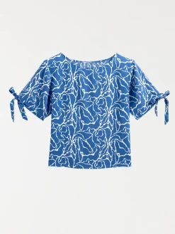 Blouse imprimée noeuds manches femme