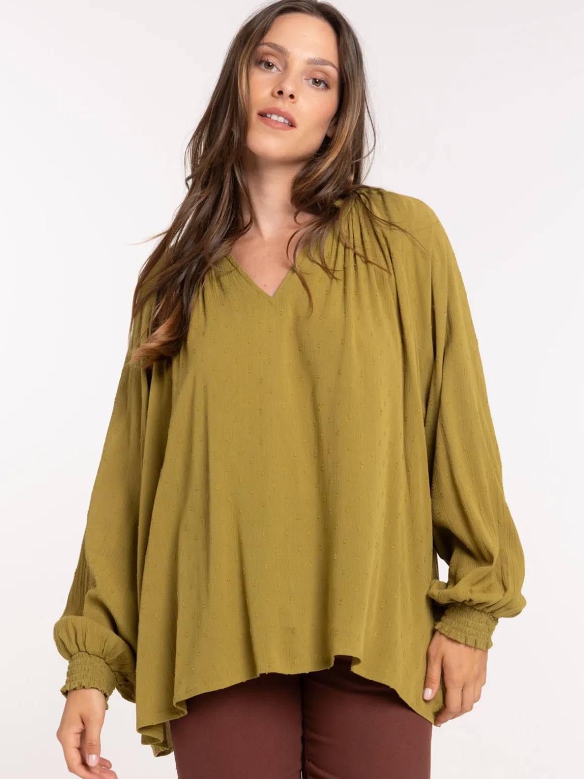 Blouse manche longue fluide femme