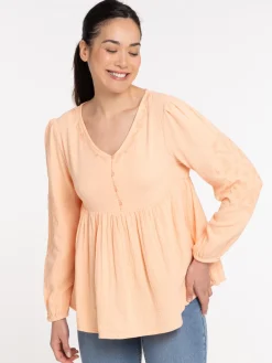 Blouse manches longues brodées femme