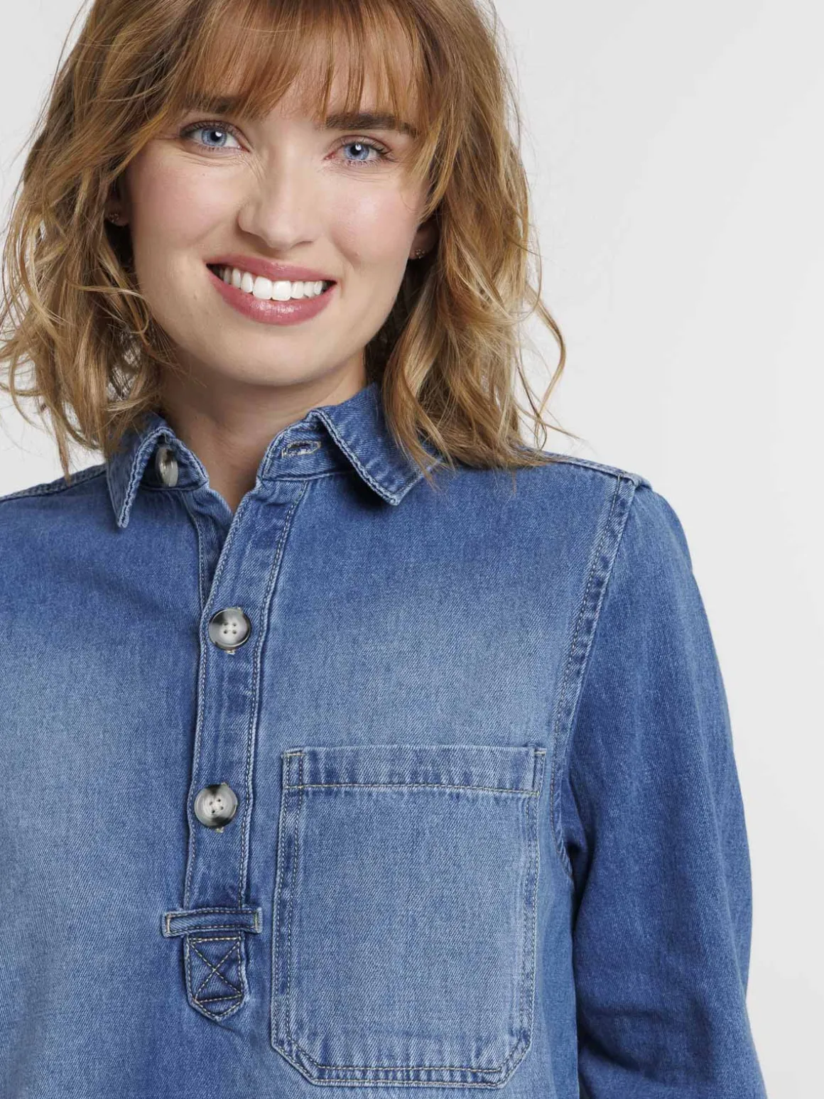 Blouse manches longues jean femme