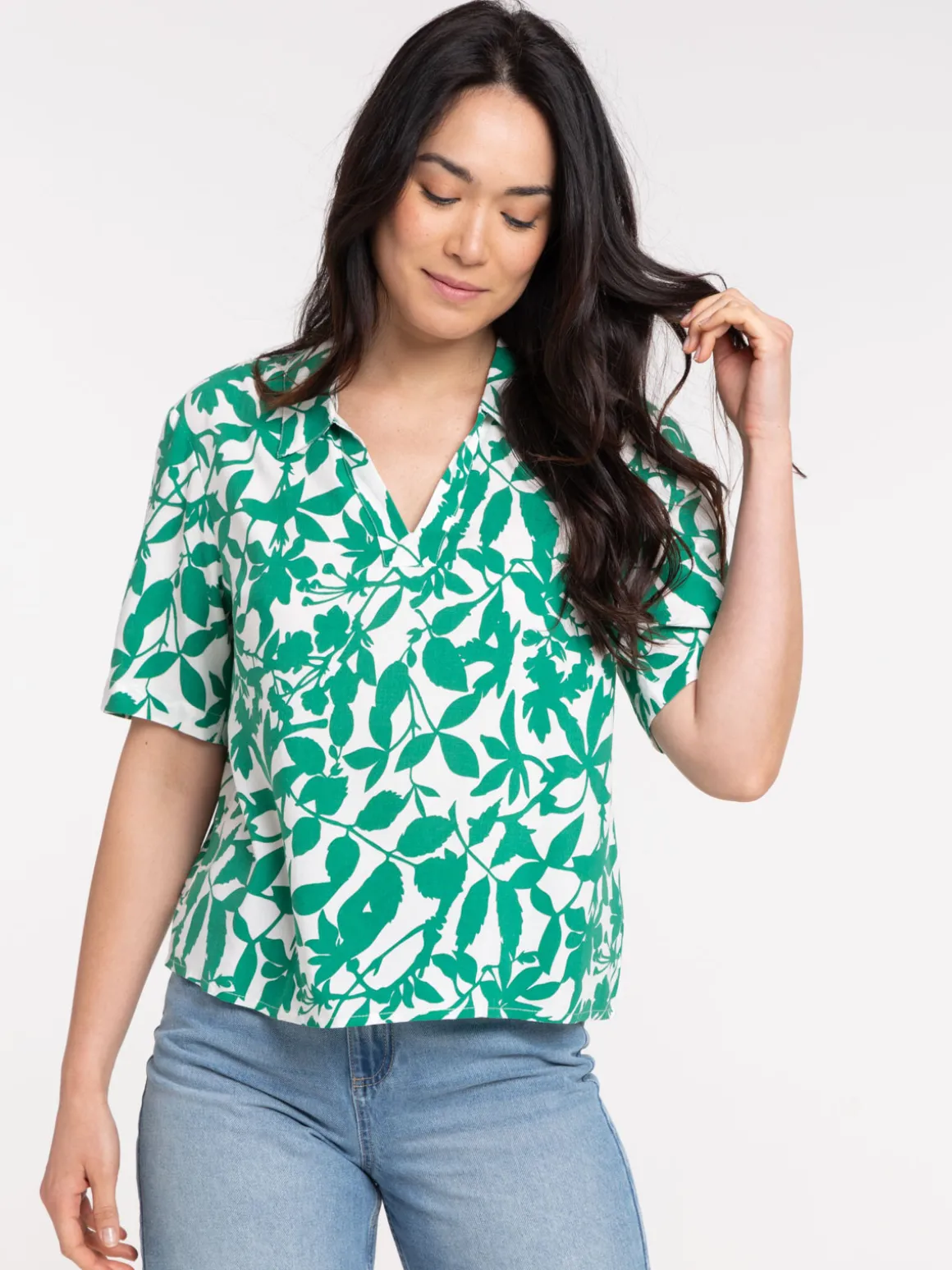 Blouse motif végétal femme