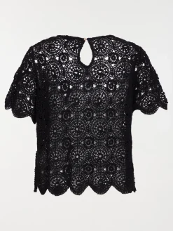 Blouse noire crochet grande taille femme
