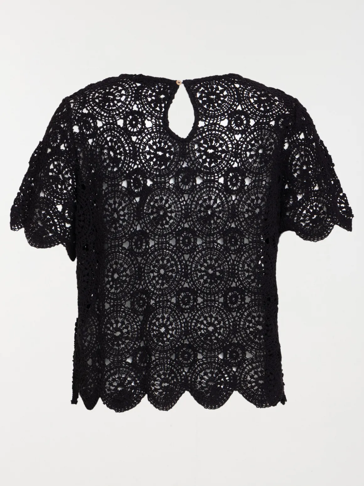 Blouse noire crochet grande taille femme