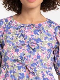 Blouse nouée fleurie femme