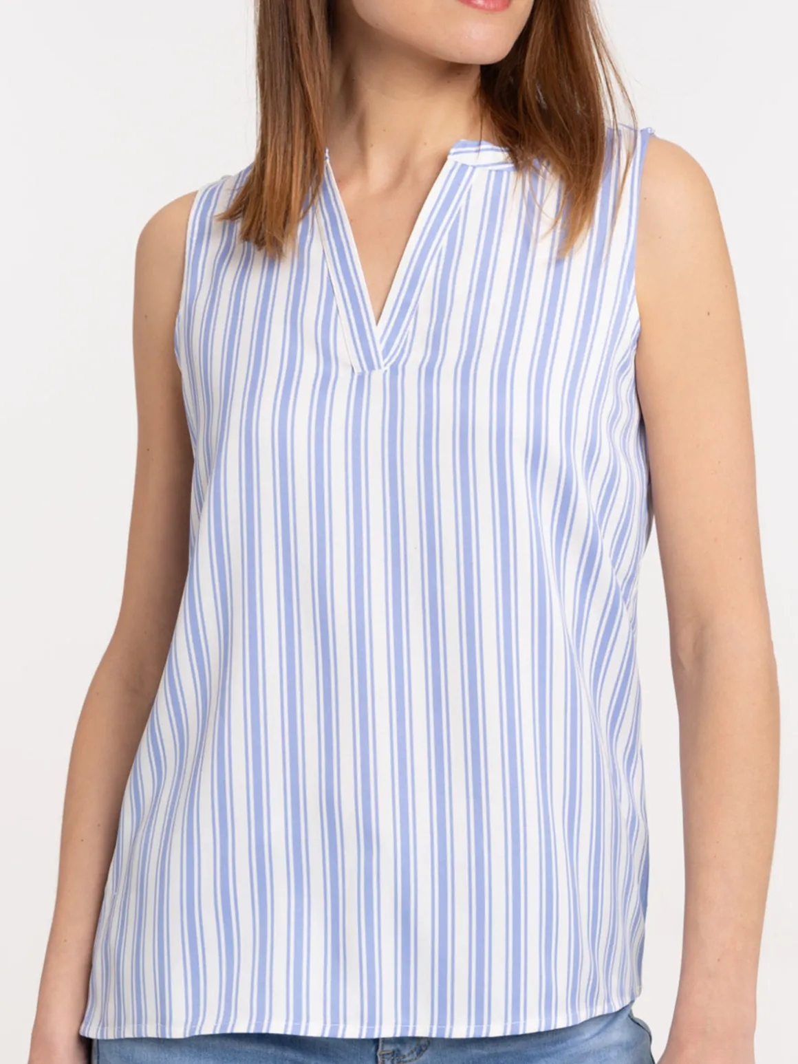 Blouse rayée sans manches femme