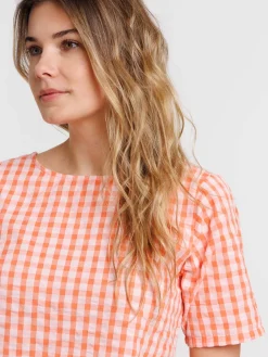 Blouse réversible vichy noeuds femme