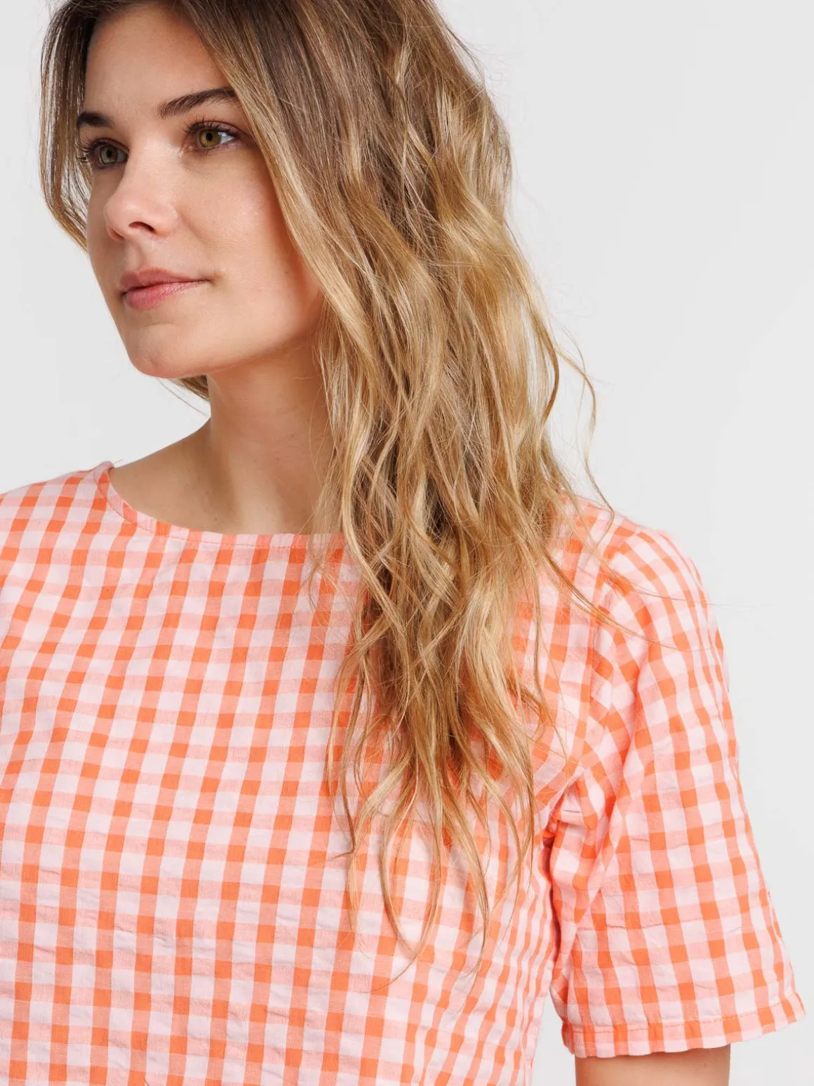 Blouse réversible vichy noeuds femme