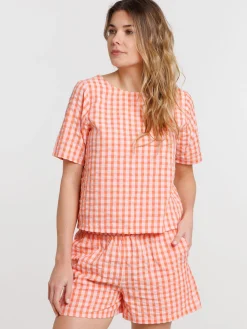 Blouse réversible vichy noeuds femme