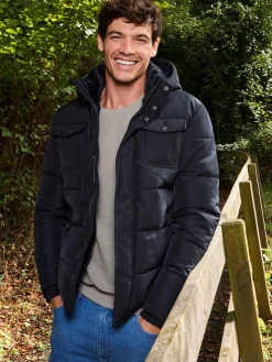 Blouson à capuche noir homme