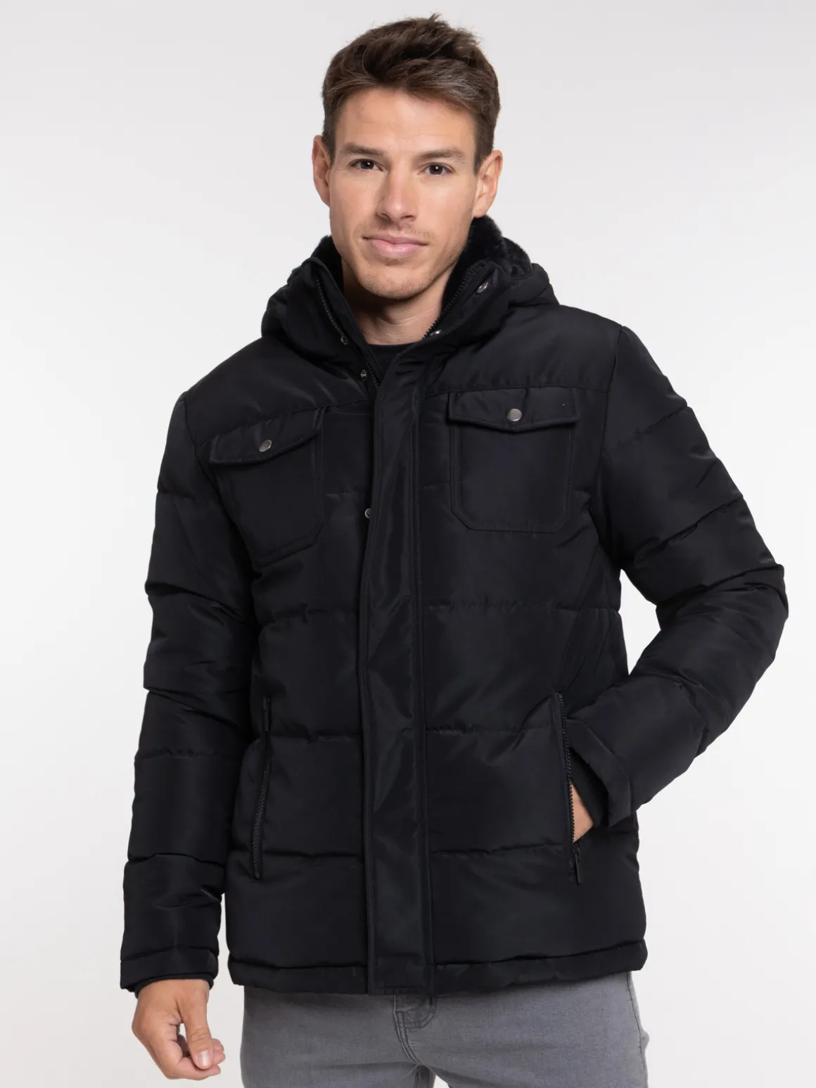 Blouson à capuche noir homme