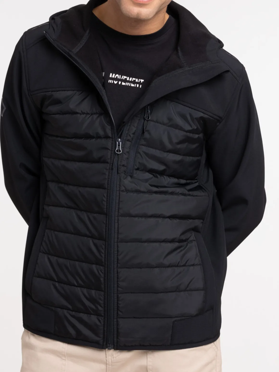 Blouson bi-matière noir homme