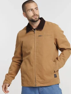 Blouson camel col velours homme