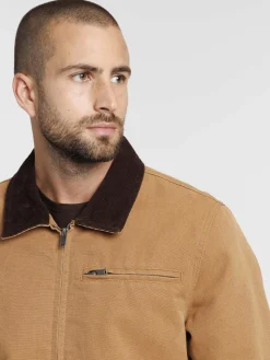 Blouson camel col velours homme