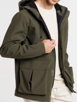 Blouson multipoche zippé kaki homme