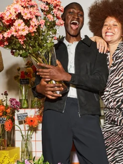 Blouson zippé suédine homme