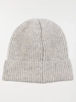 Bonnet en tricot gris clair chiné femme