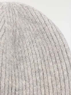 Bonnet en tricot gris clair chiné femme